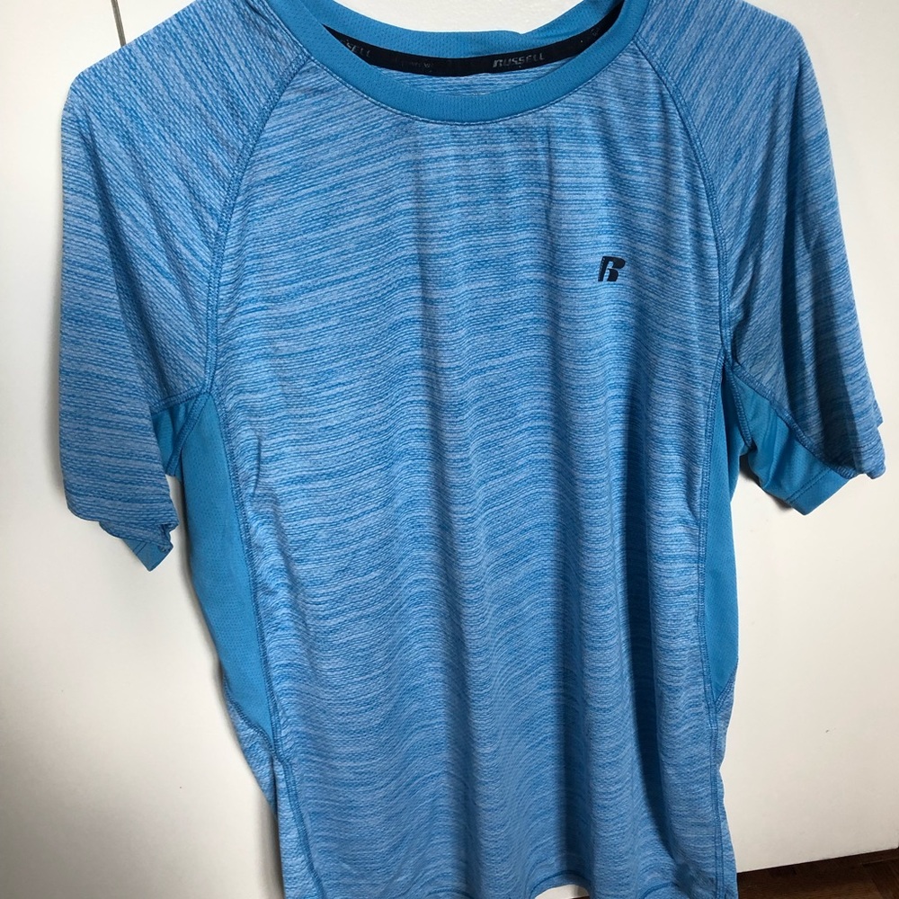 Mens Large Aqua Blue Performance Dry Fit T-Shirt